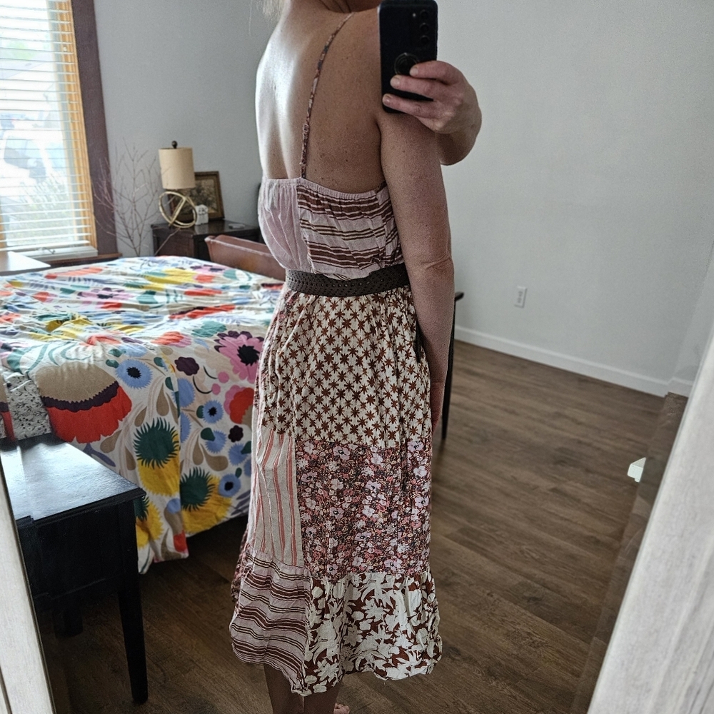 Universal Thread Pink and Brown Patchwork Maxi Dress, Size M - Picture 11 of 11